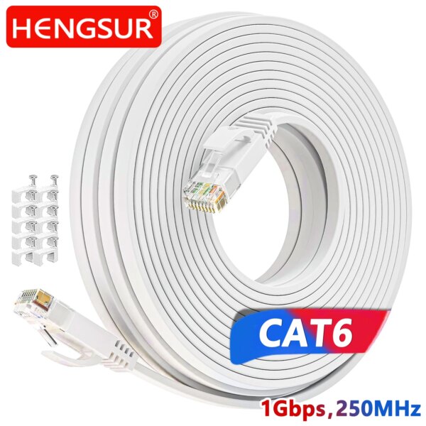 HENGSUR Ethernet Cable Cat6 Lan Cable UTP RJ45 Network Patch Cable 10m 30m For PS PC Internet Modem Router Cat 6 Cable Ethernet