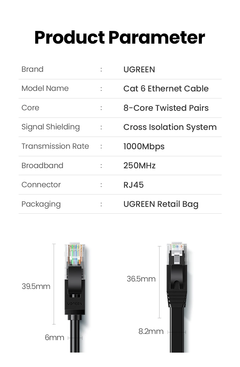 UGREEN Ethernet Cable Cat6 Gigabit High Speed 1000Mbps Internet Cable RJ45 Shielded Network LAN Cord for PC PS5 PS4 PS3 Xbox