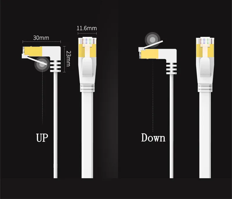 Ultra Slim Cat6 Ethernet Cable Left Up Down Angle UTP Network Patch Cable Cat 6(Category 6) 0.5m/1m/1.5m/2m/3m/5m White