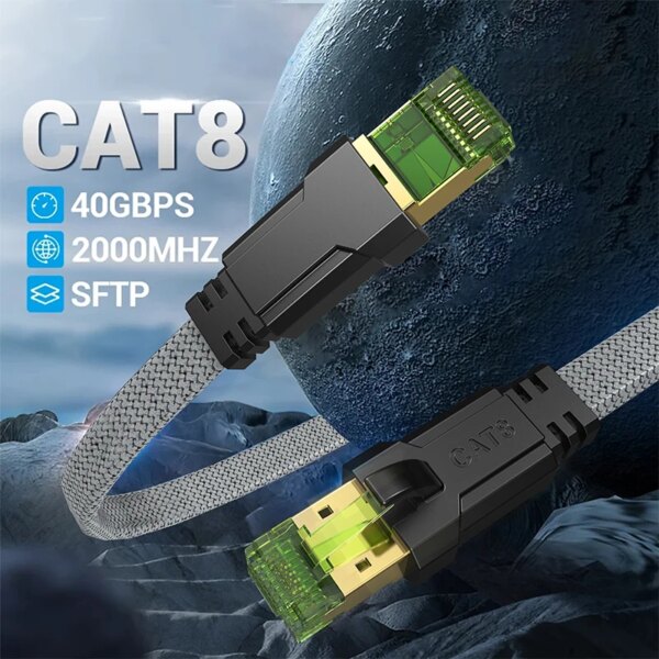 CYANMI Cat6 Ethernet Cable,Cat8 Ethernet Cable 40Gbps 2000MHz Cat 6 Cat 7 Cat 8 Network Lan for Modem RG45 Cat 8 Ethernet Cable