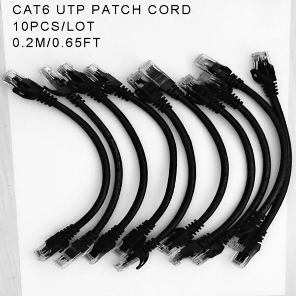 MORLDGJ  10pcs/Lot 0.5ft 0.65FT 1FT CAT6 UTP Round Cable Ethernet Cables Network Wire Cable RJ45 Patch Cord Black Lan Cable - Image 3