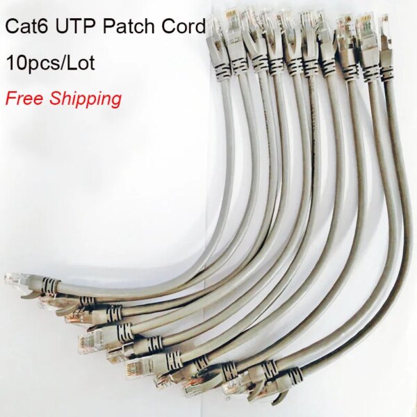 MORLDGJ  10pcs/Lot 0.5ft 0.65FT 1FT CAT6 UTP Round Cable Ethernet Cables Network Wire Cable RJ45 Patch Cord Black Lan Cable