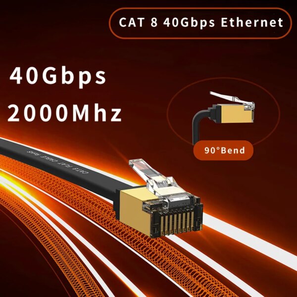 CYANMI Ethernet Cable CAT8 40Gbps CAT6 Ethernet Cable Network Lan for PC Modem Laptop PS 5 Router RJ45 Flat Cat 8 Ethernet Cable - Image 2