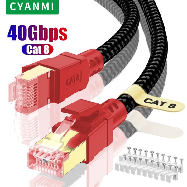 CYANMI Ethernet Cable CAT8 40Gbps CAT6 Ethernet Cable Network Lan for PC Modem Laptop PS 5 Router RJ45 Flat Cat 8 Ethernet Cable - Image 3