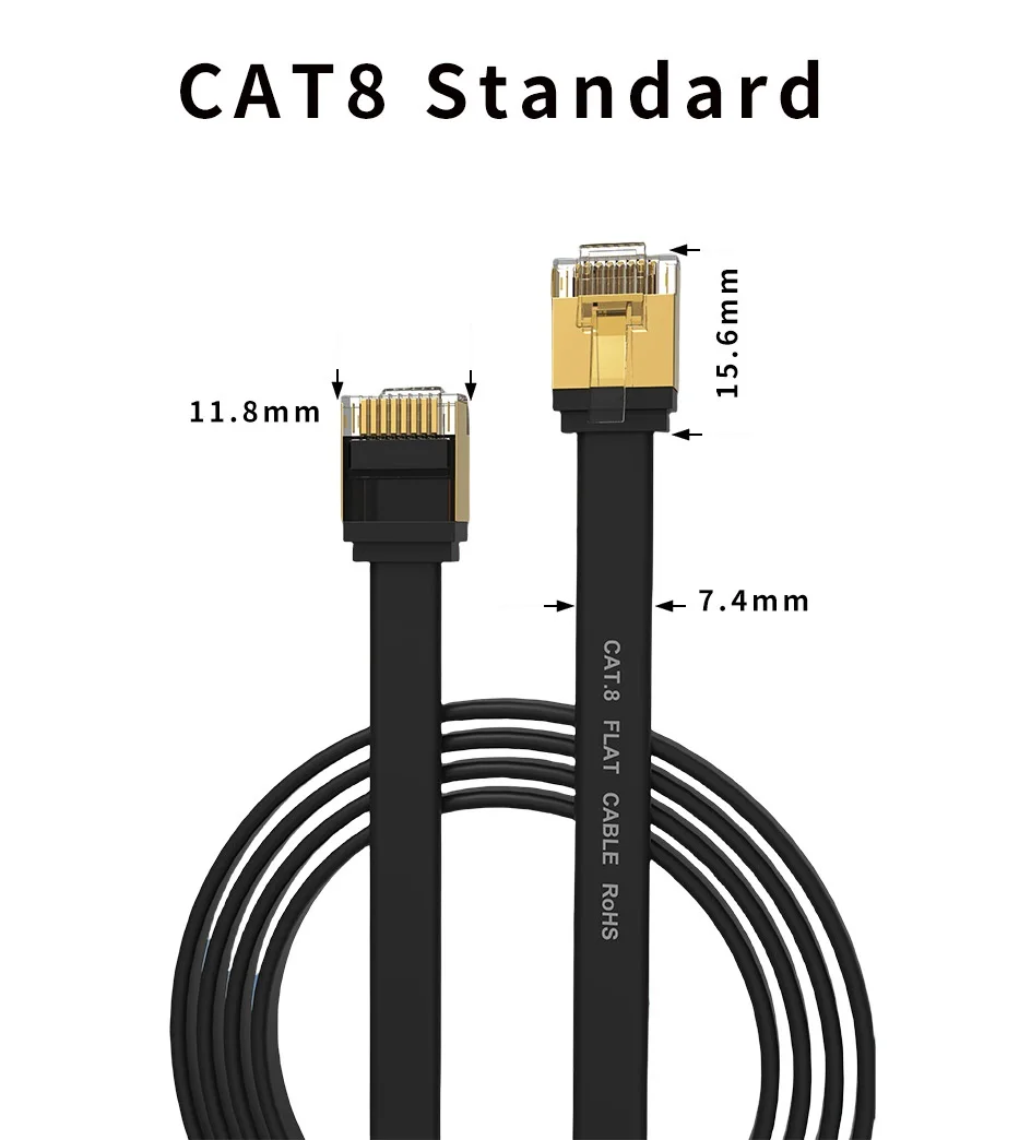 CYANMI Ethernet Cable CAT8 40Gbps CAT6 Ethernet Cable Network Lan for PC Modem Laptop PS 5 Router RJ45 Flat Cat 8 Ethernet Cable