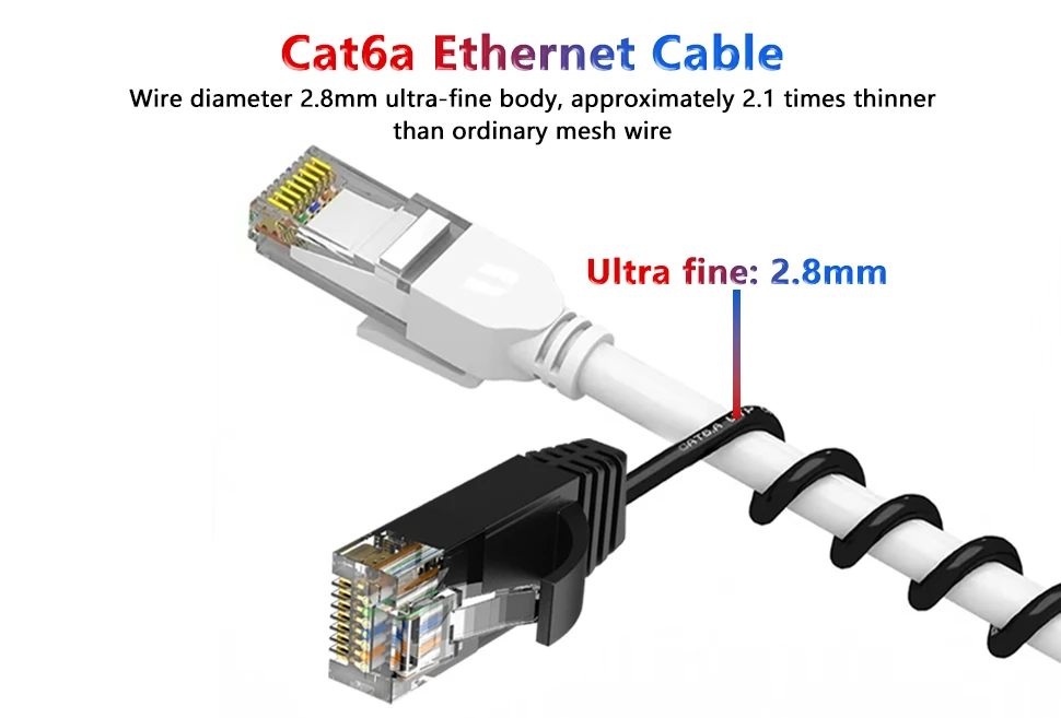 Cat6A Ethernet Cable 10Gbps Slim Lan Cable UTP Network Patch Cable For PS PC Internet Modem Router Cat 6a Cable Ethernet