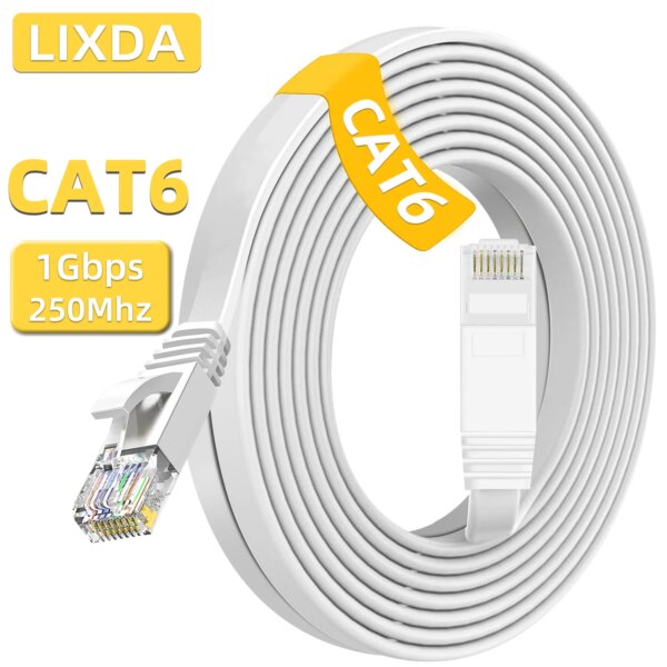 Cat6 Ethernet Cable Flat RJ45 Internet Network Cable 10M 15M 20M 30M 50M LAN Patch Cord for Router Modem Cable Ethernet Cat 6