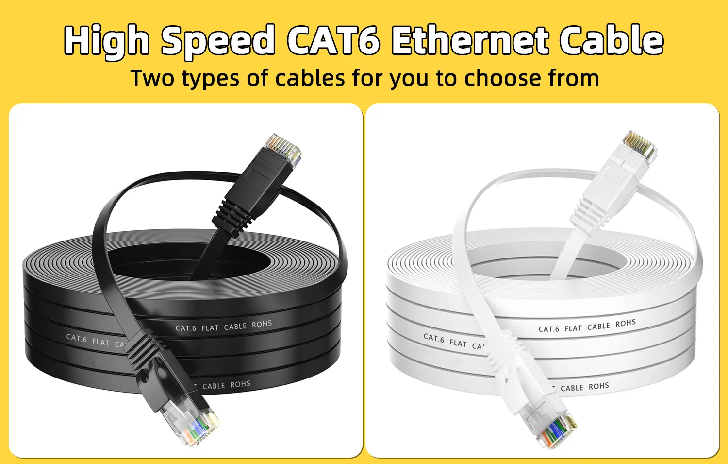 Cat6 Ethernet Cable Flat RJ45 Internet Network Cable 10M 15M 20M 30M 50M LAN Patch Cord for Router Modem Cable Ethernet Cat 6