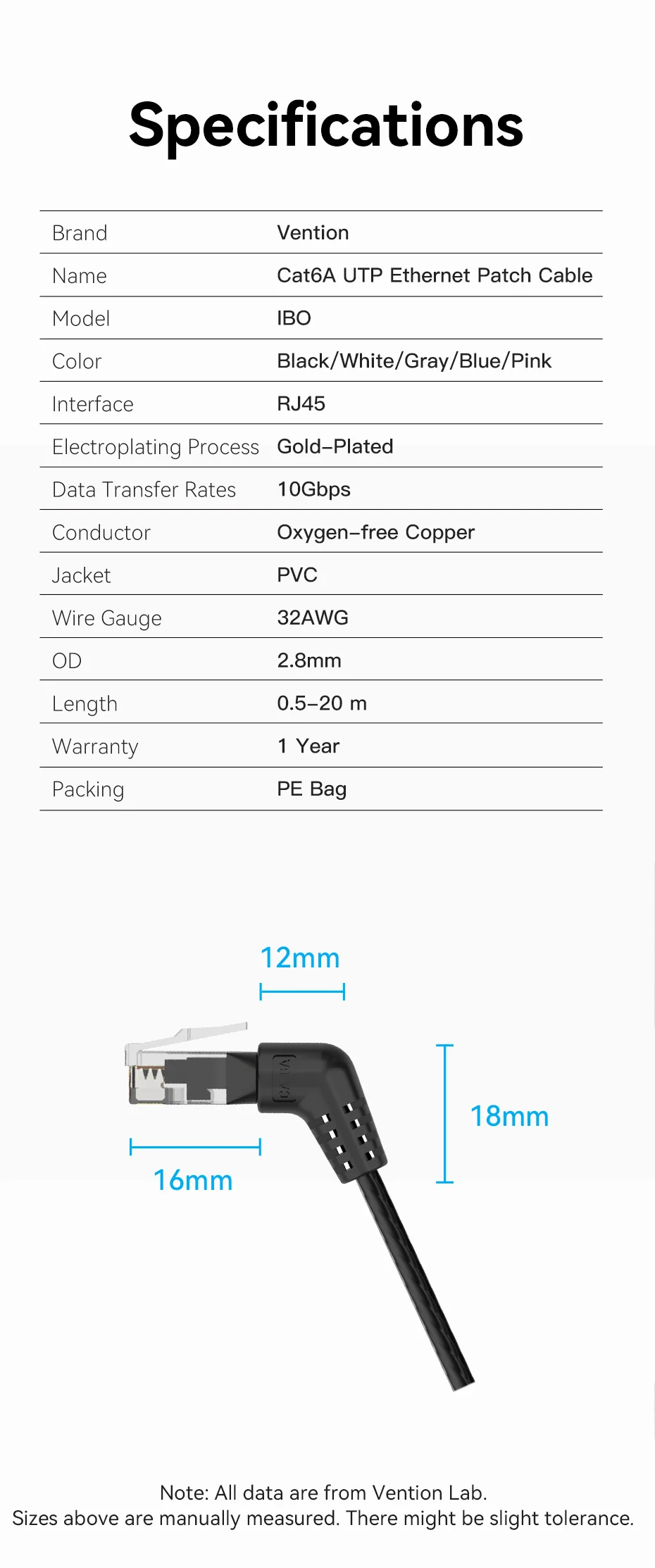 Vention CAT6A Ethernet Cable 10Gbps 90/360 Degree Rotation CAT 6A Slim Networking Internet Lan Cord for PC PS4 Router RJ45 Cable