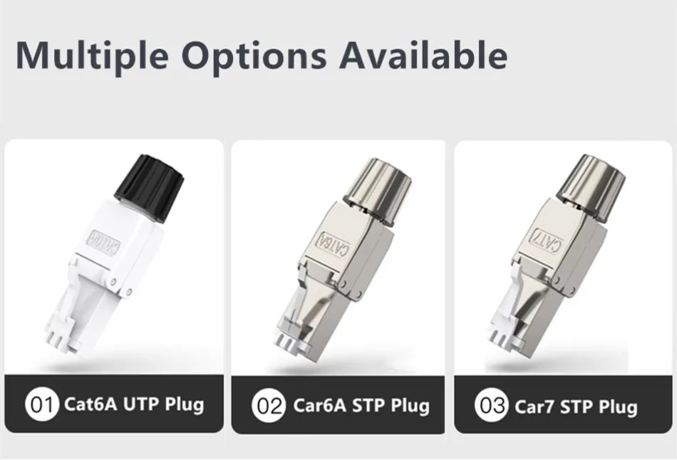 Cat6A Cat7 RJ45 Connector UTP/STP Toolless Field Termination Plug Network Cat 7 Shielded PoE Ethernet Modular RJ 45 Male Adapter