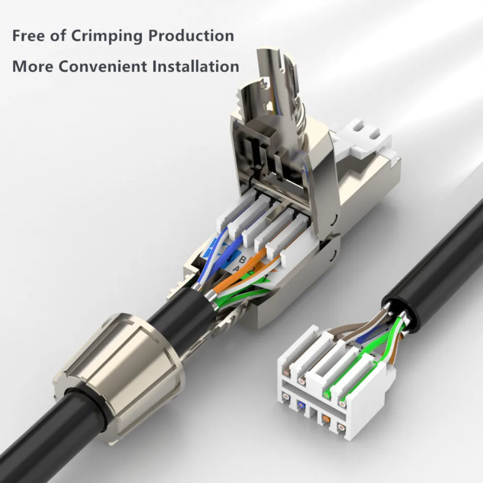 Cat6A Cat7 RJ45 Connector UTP/STP Toolless Field Termination Plug Network Cat 7 Shielded PoE Ethernet Modular RJ 45 Male Adapter