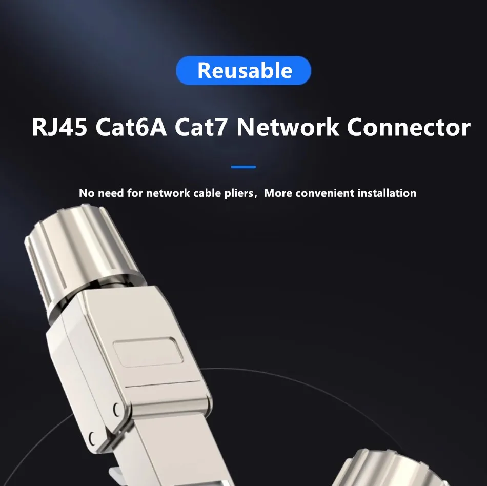 Cat6A Cat7 RJ45 Connector UTP/STP Toolless Field Termination Plug Network Cat 7 Shielded PoE Ethernet Modular RJ 45 Male Adapter