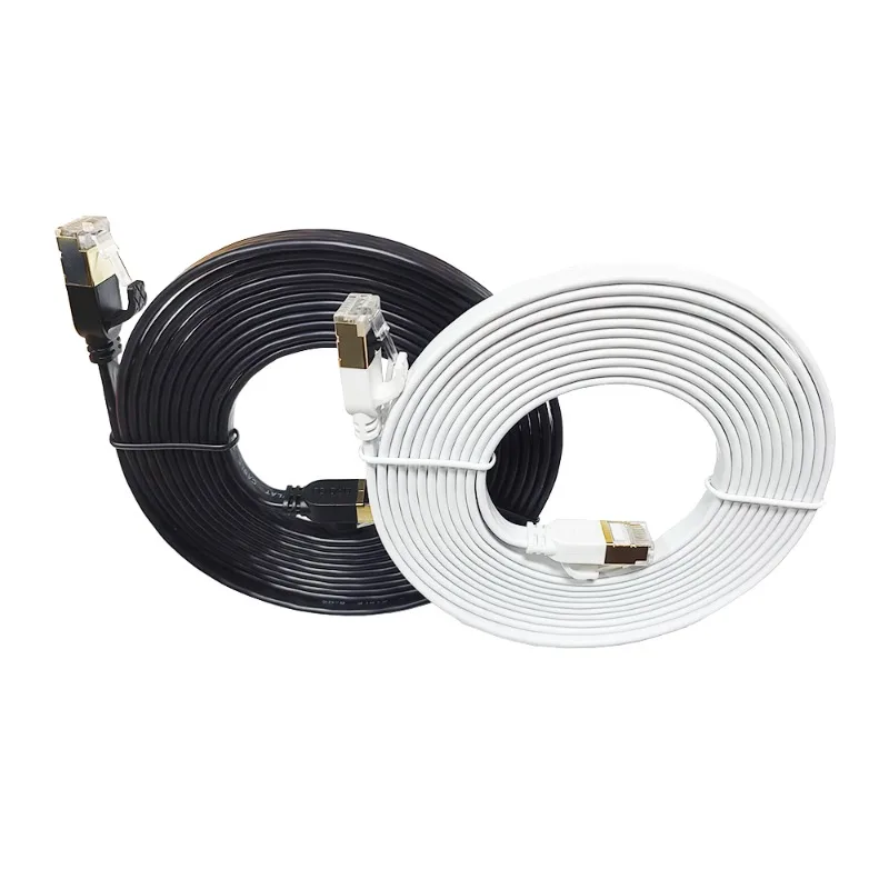 10Gbps Ethernet Cable 2m 3m 5m Cat7 100ft Flat Cat 7 Internet Cable Network Lan 10 M 10m 15m 20m 30m RJ45 Cord RJ 45 White Black