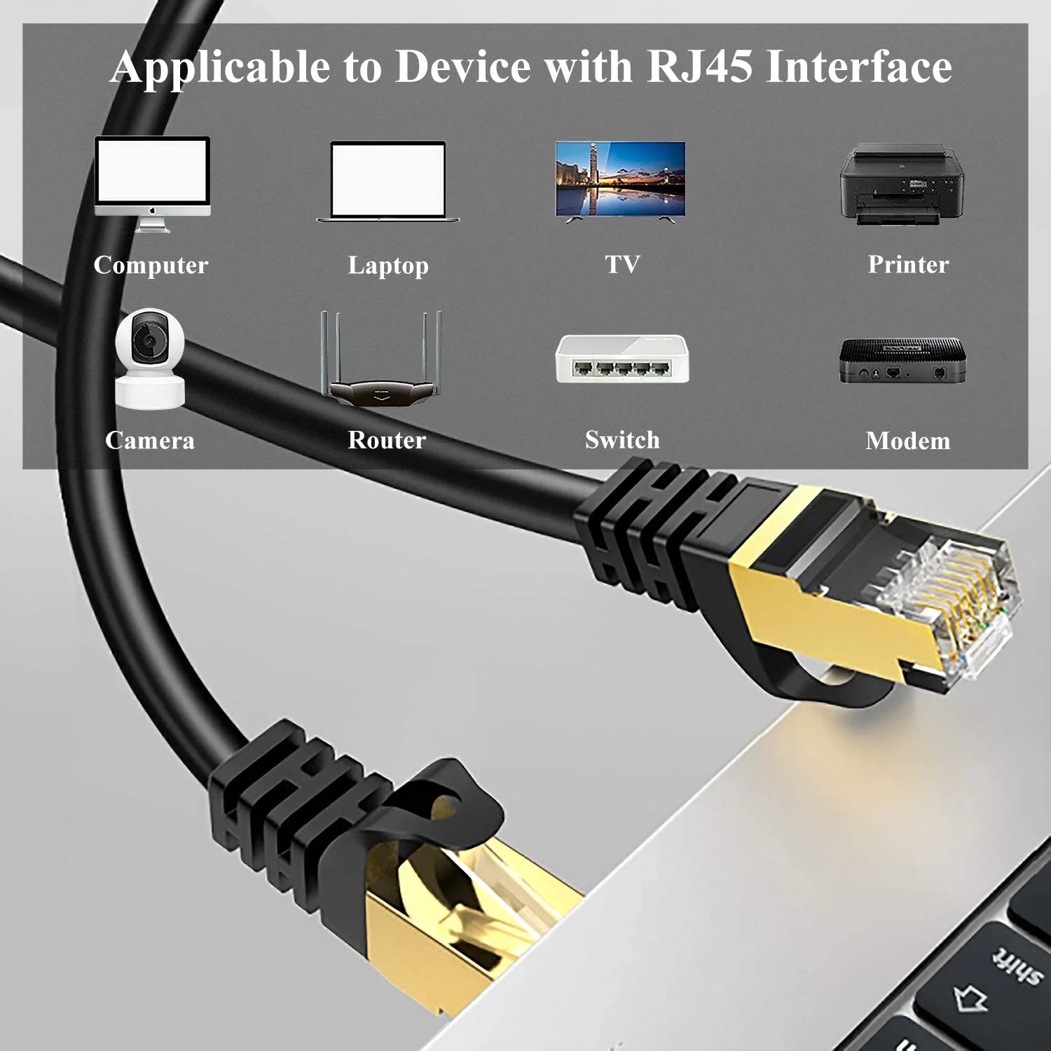 40Gbps 2000MHz Round Lan Cable Ethernet 1m 15m Cat 8 7 RJ45 Cat7 Cat8 Ethernet Cable rj 45 Network Cord For Laptops PS 4 Router