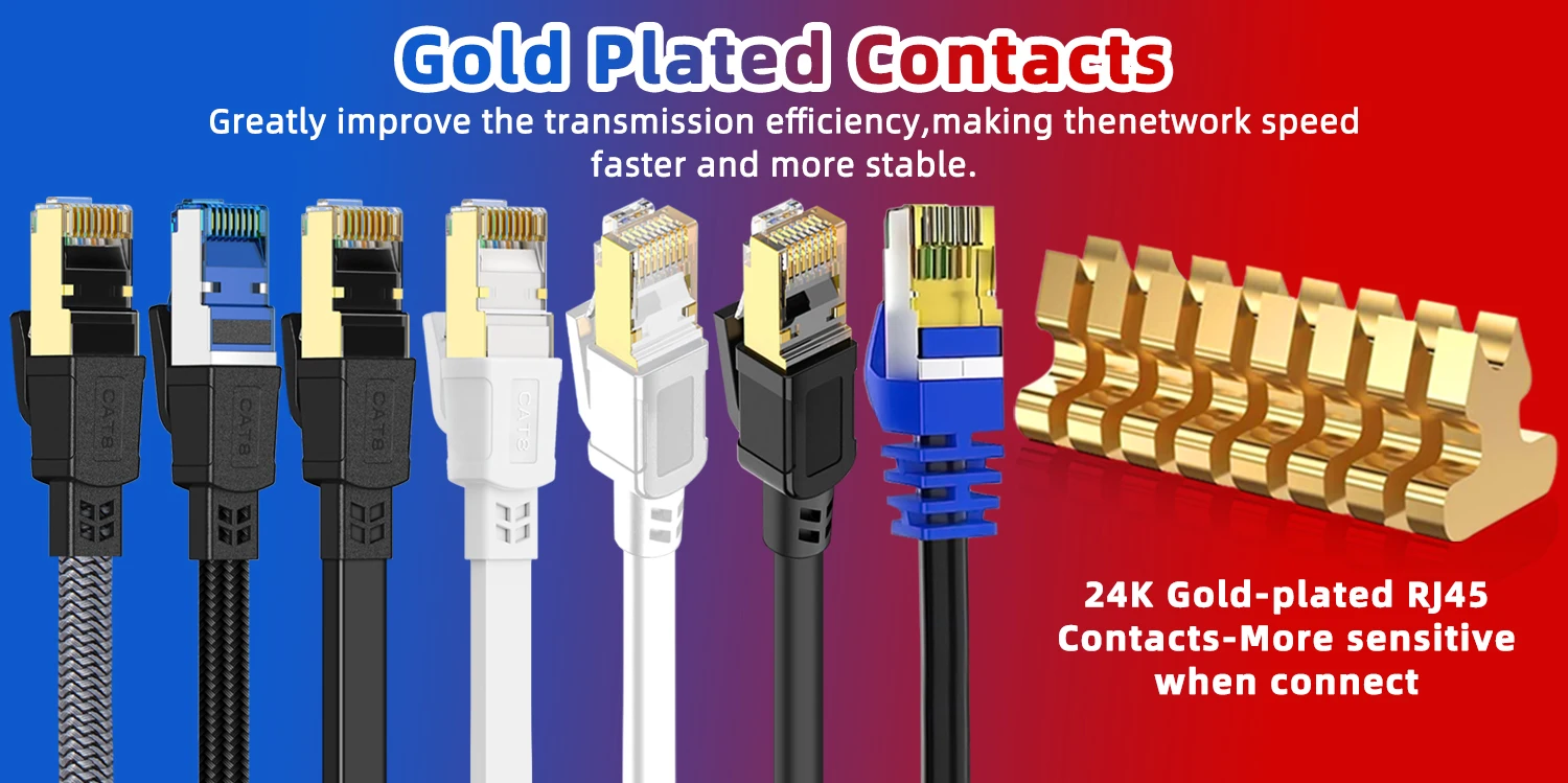 5M 10M 15M 20M 30M Ethernet Cable Cat 8 40Gbps 2000MHz High Speed Rj45 Internet Network Cable Shielded Lan Cord Cat8 Patch Cable