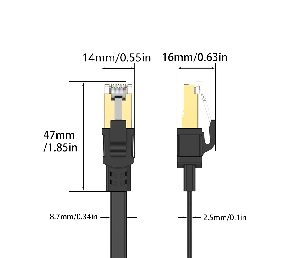 CAT 8 Ethernet Cable 40Gbps 2000MHz CAT8 RJ45 Network Lan Patch Cord Flat 10m 15m 20m 30m 50 ft 100feet for Modem Router PS 5/4