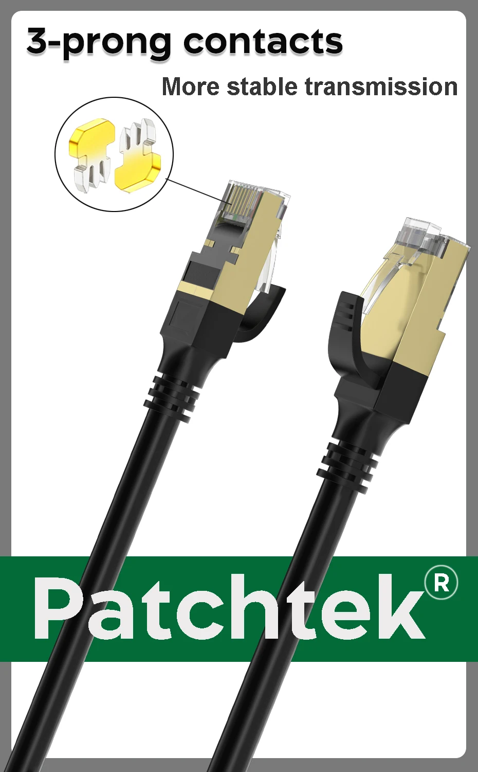 Patchtek Cat8 Gaming High Speed Ethernet Cable 40Gbps 2000MHz Internet Network Cable Ethernet Cat 8 0.2m 20m Rj45 20metros 20 m