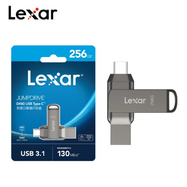 Lexar USB3.1 Type-C USB Flash Drive for Phone and Computer Original D400 Pen Drive 256gb 128gb 64gb 32gb Up to 130Mb/s Pendrive