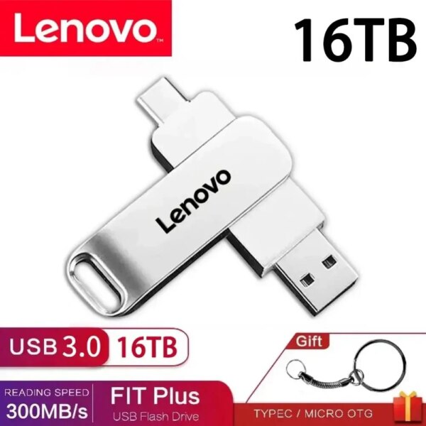 Lenovo 16TB 3.0 USB flash drive waterproof Type-C USB metal high-speed pen drive 2TB 512GB suitable for computer storage devices - Image 3