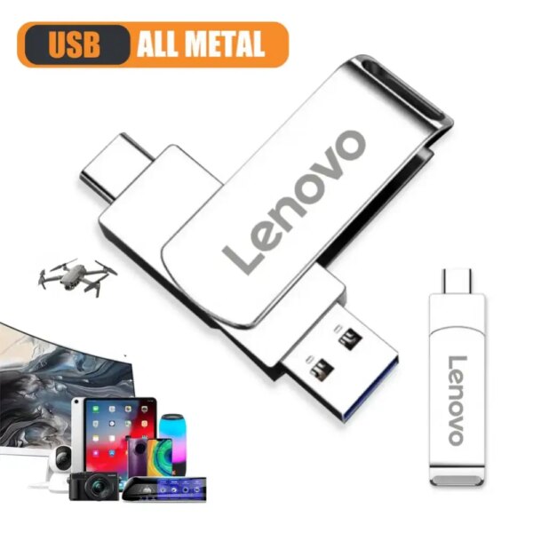 Lenovo 16TB 3.0 USB flash drive waterproof Type-C USB metal high-speed pen drive 2TB 512GB suitable for computer storage devices - Image 6