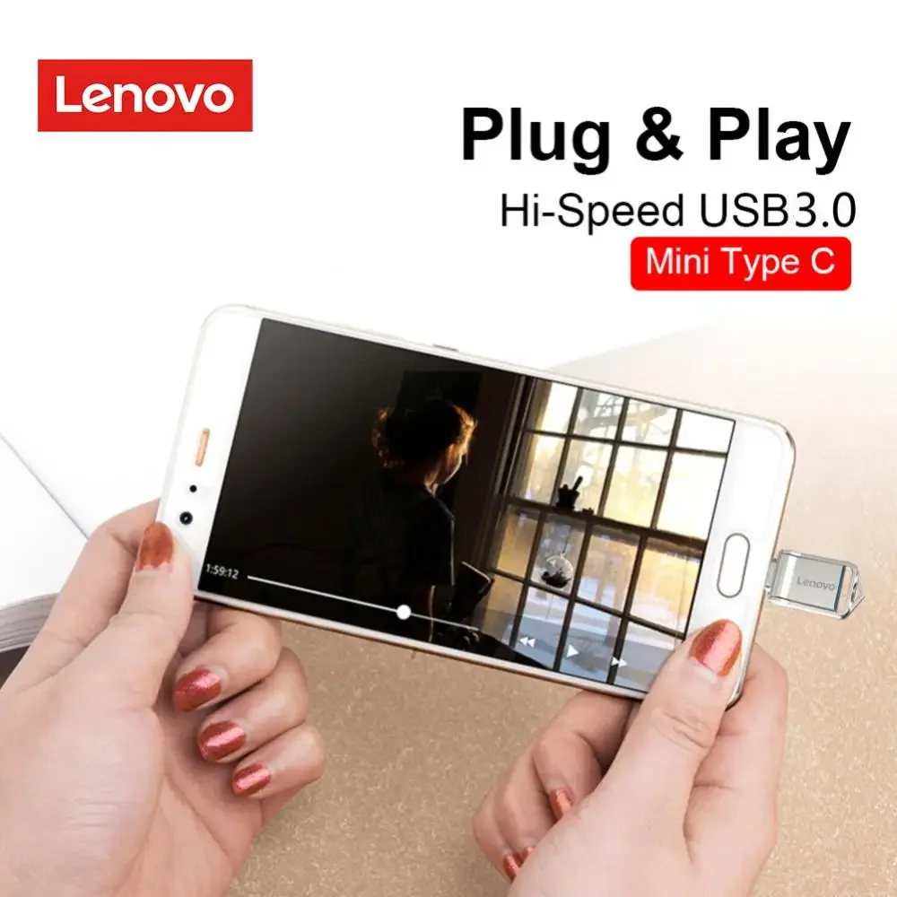 Lenovo USB 3.0 Flash Drive Type C 2-in-1 Pendrive 128GB 2TB 1TB Waterproof Pendrive Fits Iphone 16 Pro Max, Huawei P70