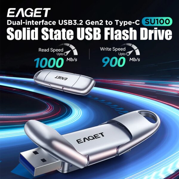 Eaget 1000Mb/s Solid State Pendrive 2 in 1 USB Flash Drive 512GB 1TB Pen Drive USB 3.2 Gen 2 Type C Memory Stick - Image 2