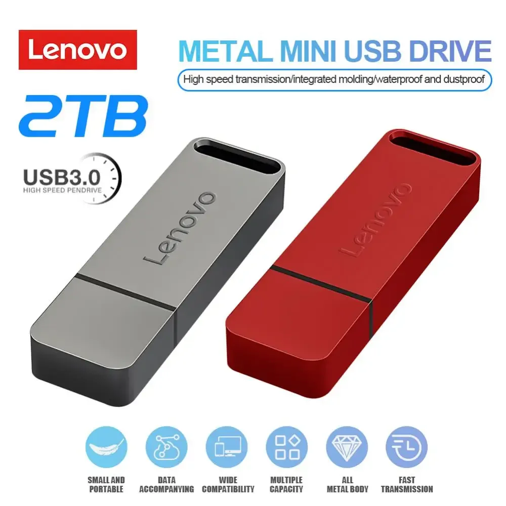 Lenovo Original 2TB USB 3.1 Flash Drive High-Speed Pen Drive 1TB Metal Waterproof Type-C USB Memory For Computer Storage Devices