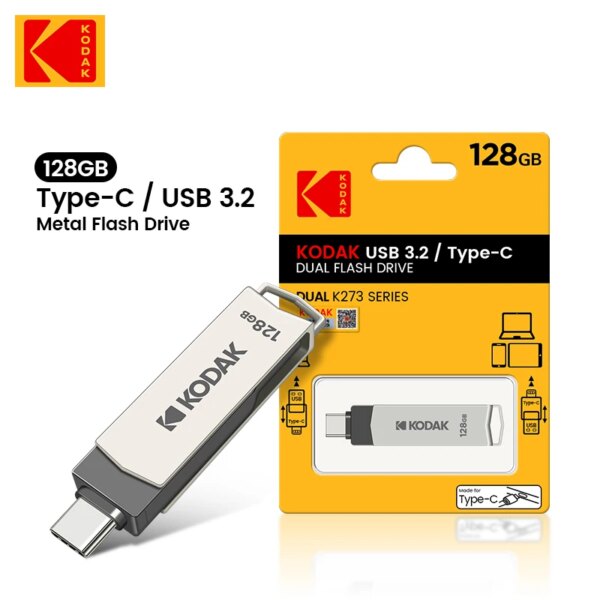 100% Original KODAK USB3.2 Pendrive K273 Metal USB Flash Drive USB3.2 Gen1 Type C OTG Pen Drive High Speed 128GB for Car Laptop - Image 2