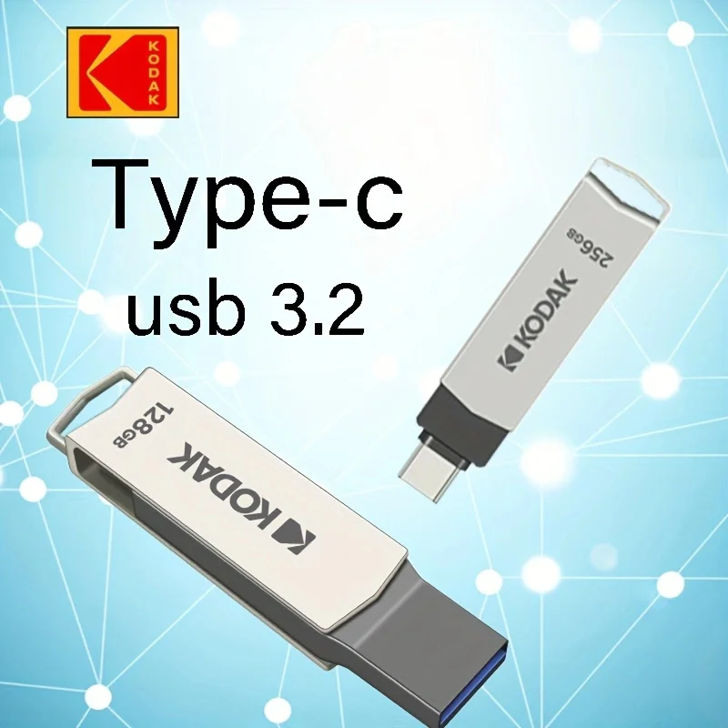 Kodak k273 high-speed USB flash drive 3.2 interface Type-C mobile phone computer dual-use 32G-256G storage USB flash drive 128G