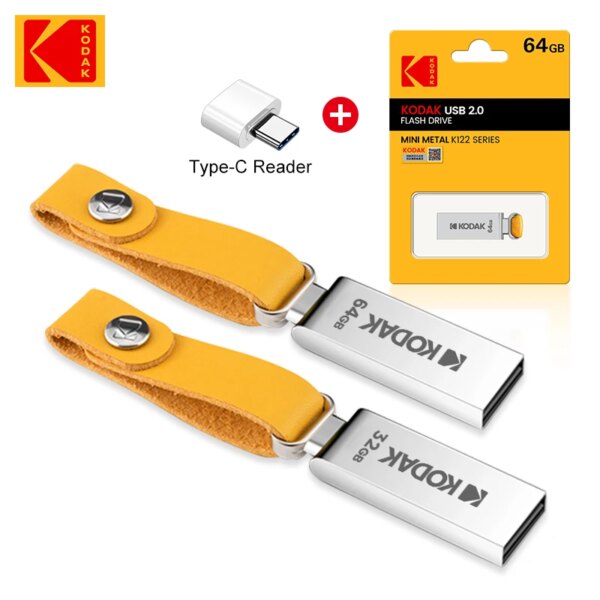 KODAK K122 Metal USB Flash Drive 32GB Memory stick pen drive USB2.0 pendrive Disk U Disk memoria Type-C adapter