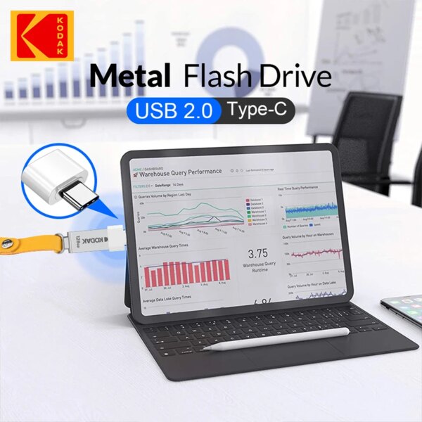 KODAK K122 Metal USB Flash Drive 32GB Memory stick pen drive USB2.0 pendrive Disk U Disk memoria Type-C adapter - Image 4