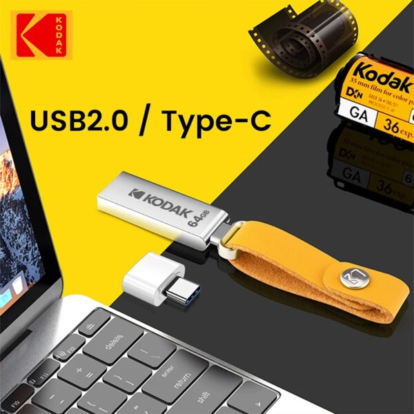 KODAK K122 Metal USB Flash Drive 32GB Memory stick pen drive USB2.0 pendrive Disk U Disk memoria Type-C adapter - Image 3