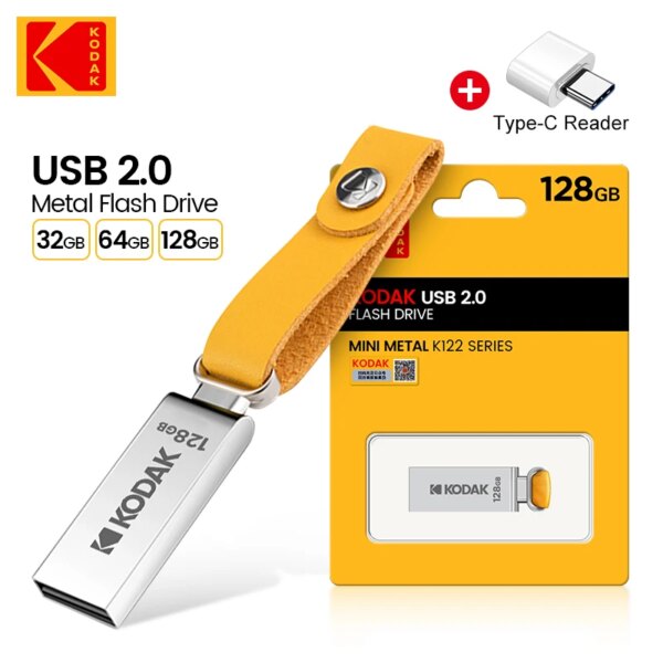 KODAK K122 Metal USB Flash Drive 32GB Memory stick pen drive USB2.0 pendrive Disk U Disk memoria Type-C adapter - Image 2