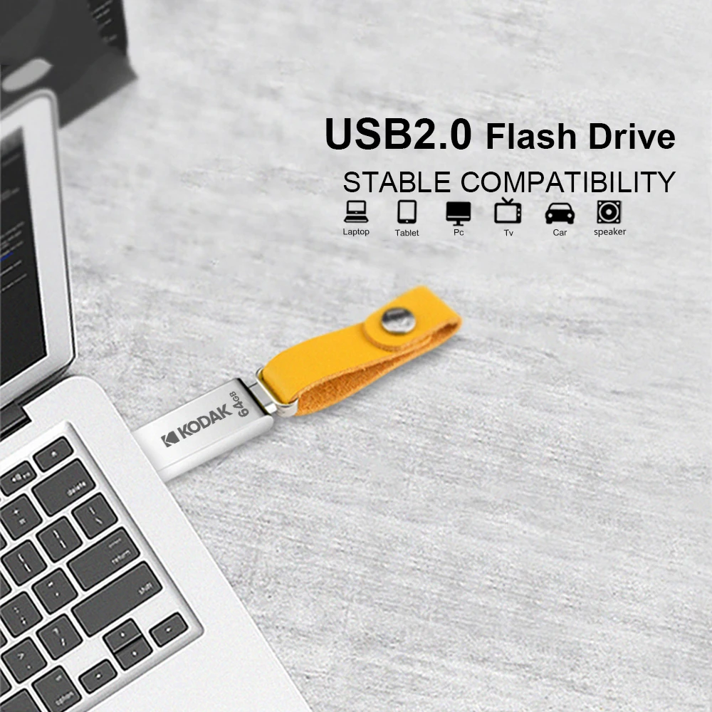 KODAK USB Flash Drives Mini Pen Drive 128GB 64GB 32GB Pendrive Waterproof USB Memory Stick Leather Landyard + type C adapter