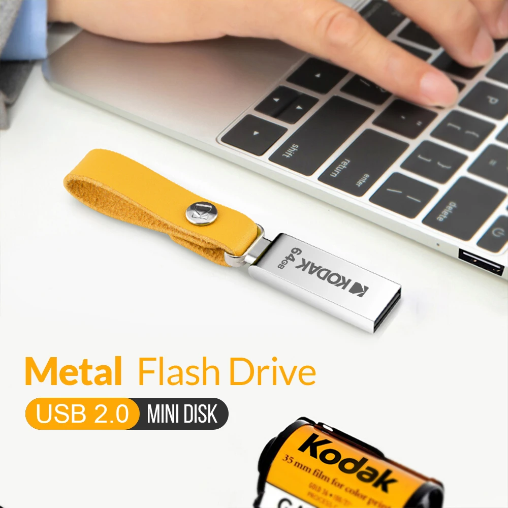 KODAK USB Flash Drives Mini Pen Drive 128GB 64GB 32GB Pendrive Waterproof USB Memory Stick Leather Landyard + type C adapter