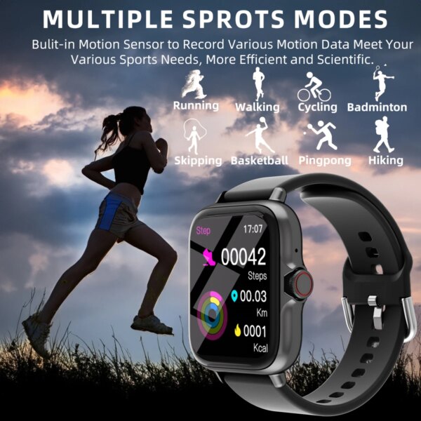 1.83'' Waterproof Smart Watch with Message Answer Call Sleep Monitoring Sports Pedometer Information Alerts For iPhone Android - Image 3