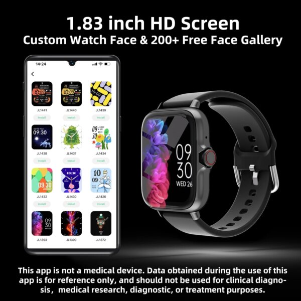 1.83'' Waterproof Smart Watch with Message Answer Call Sleep Monitoring Sports Pedometer Information Alerts For iPhone Android - Image 6