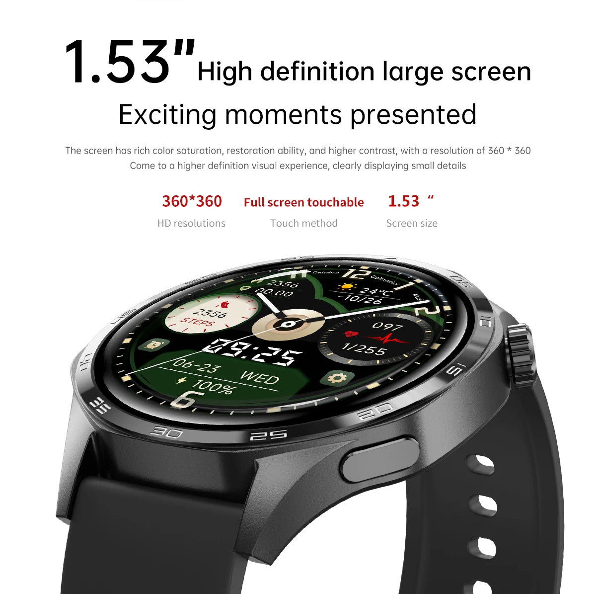 For HUAWEI IOS Outdoor Sport GPS Smart Watch Men 1.53-inch HD AMOLED Screen IP68 Waterproof Bluetooth Call NFC Smartwatch 2024