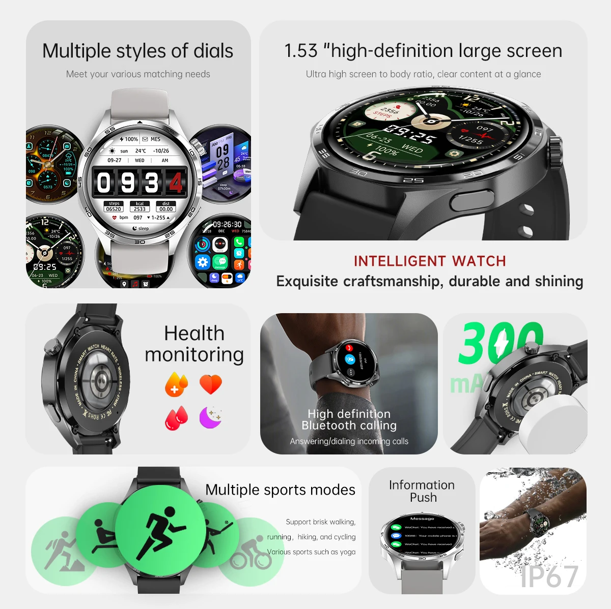 For HUAWEI IOS Outdoor Sport GPS Smart Watch Men 1.53-inch HD AMOLED Screen IP68 Waterproof Bluetooth Call NFC Smartwatch 2024