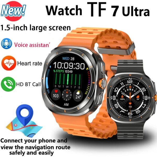 For Samsung Galaxy Watch 7 Ultra Men Smart Watch1.5inch Raise Hand Bright Screen Bluetooth Call GPS Sports Track SmartWatch 2024