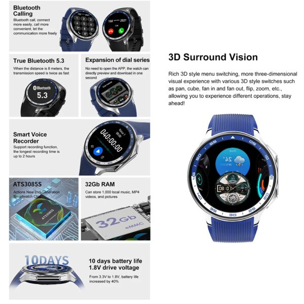 2024 New For OPPO Watch X Smart Watch 4G Memory Music Video Bluetooth Call IP68 Waterproof AMOLED Smartwatch For TWS Earphones ﻿ - Image 3