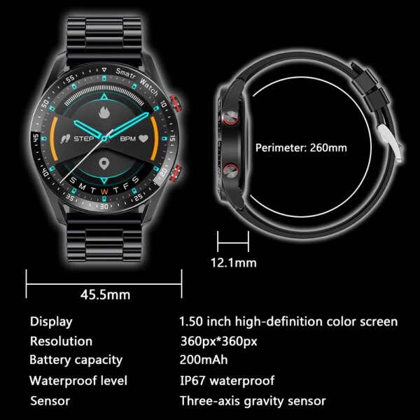 2024 New Bluetooth Call Smart Watch Men 360*360 HD Display Heart Rate Fitness Tracker ECG+PPG Business Smartwatches For Huawei - Image 6