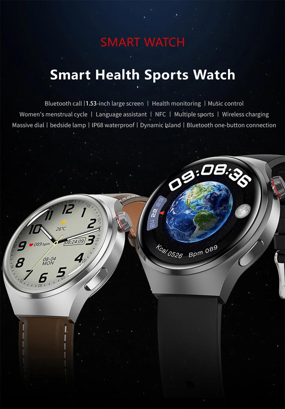 For Huawei GT4 PRO Smart Watch Men Watch 4 Pro AMOLED HD Screen Bluetooth Call GPS NFC Heart rate waterproof SmartWatch 2024 New