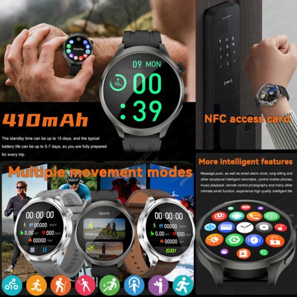 2024 New GPS Sports NFC Fashion Smartwatch Men's 1.85 "AMOLED Screen Heart Rate Blood Pressure Health Smart Watch For Huawei IOS - Image 6