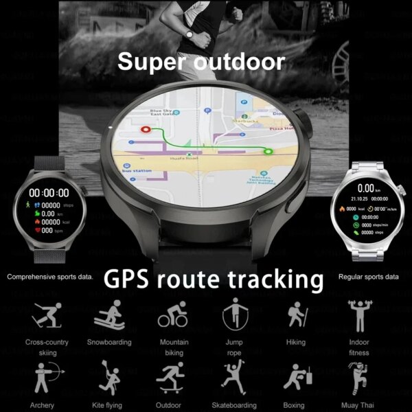 2024 New GPS Sports NFC Fashion Smartwatch Men's 1.85 "AMOLED Screen Heart Rate Blood Pressure Health Smart Watch For Huawei IOS - Image 3