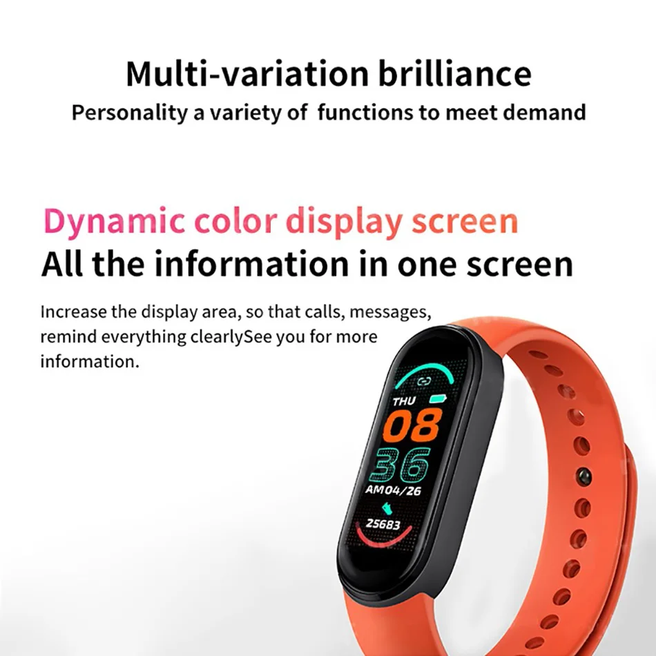 M6 Smart Watch Men Women Fitness Smart Bracelet Sports Band Heart Rate Blood Pressure Monitor Waterproof Multi-function Watches