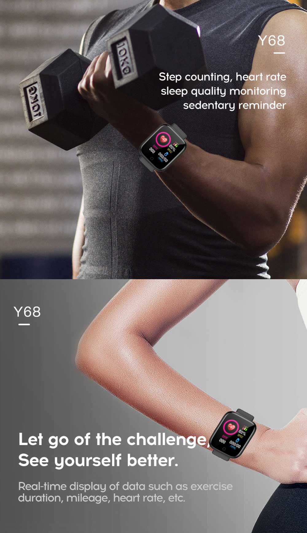 Y68 Smart Watch Color Screen Step Counting Multi Sport Mode Message Reminder Photography Music Remote Control Smart Band