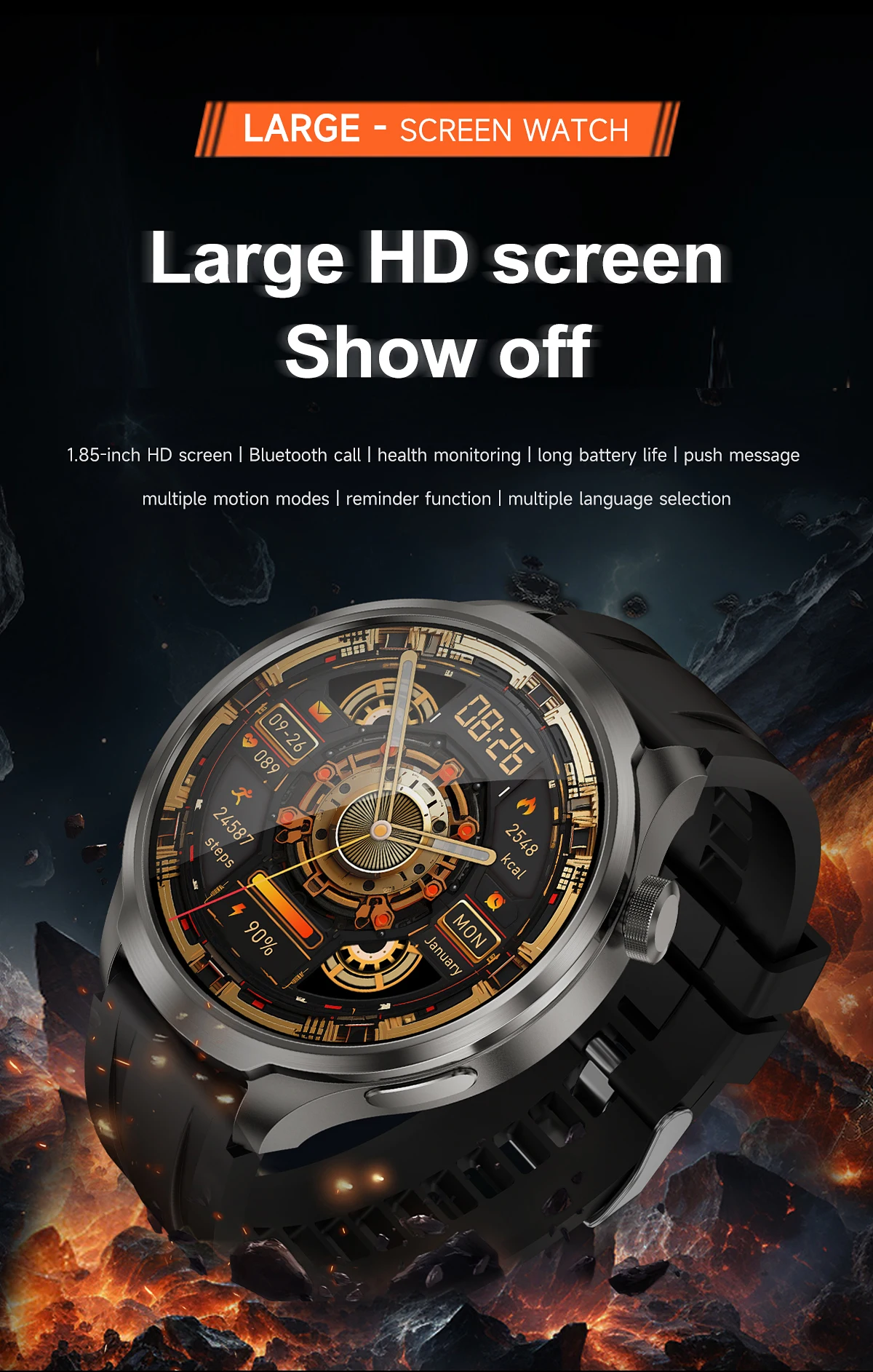 2024 New For HUAWEI Outdoor Sport Smart Watch Men 1.85 inch HD AMOLED Screen GPS Compass Altimeter Waterproof BT Call smartwatch