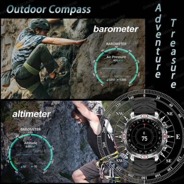 2024New Outdoor Smart Watch 1.43" Screen 1ATM Waterproof Watches Bluetooth Call Smartwatch GPS Motion Trajectory For Android IOS - Image 3