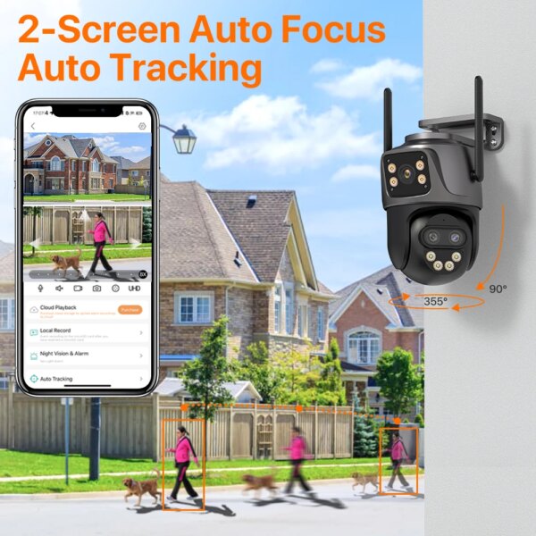 IP Camera 6K 9MP HD WiFi Outdoor Camera 8x Zoom Three Lens Dual Screen Home Security PTZ Camera 6MP Video Surveillance iCSee - Image 3